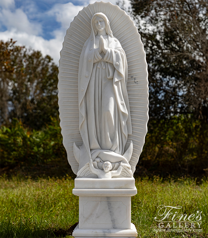 Marble Statues  - 72 Inch Our Lady Of Guadalupe In Statuary White Marble - MS-1213